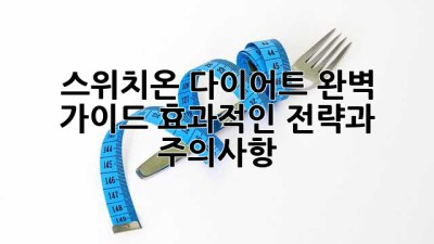 스위치온 다이어트 완벽 가이드: 효과적인 전략과 주의사항